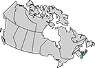 A map of Canada with Nova Scotia highlighted